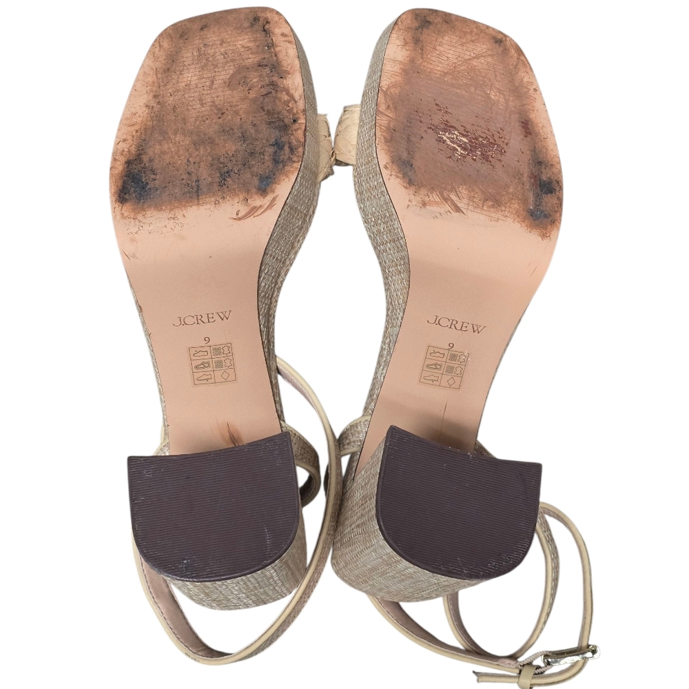 J CREW ANKLE STRAP PLATFORM FAUX RAFFIA 9 - Picture 9 of 11